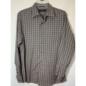 Daniel Cremieux Men's Plaid Cotton Long Sleeve Button-Down Shirt Gray Medium